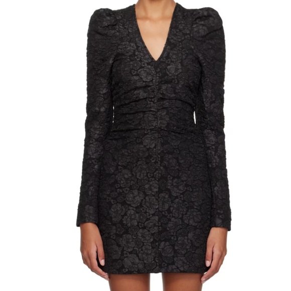 0544 GANNI Black Jacquard Mini dress sz 38/L - Picture 4 of 8